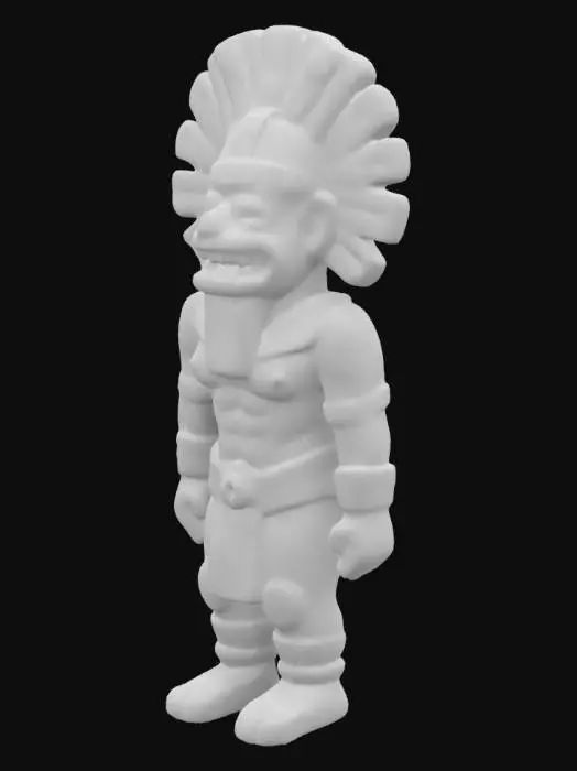 3D model for escultura azteca antigua, con jeroglíficos y un diseño geométrico intrincado