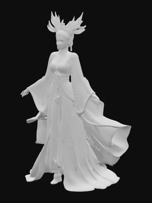 3D model for magical and mystical, illustrious makinami, imperial princess knight with 凤冠霞帔, octane render, rembrandt, cgsociety, artstation trending, highly detailded, #PBR#