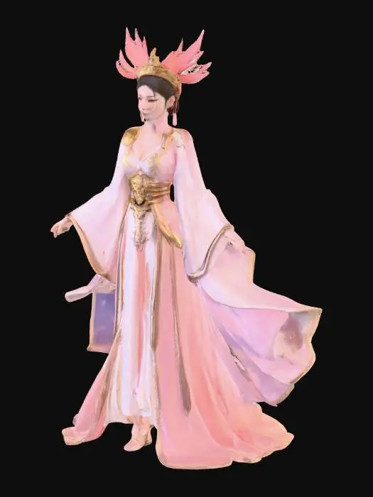 3D model for magical and mystical, illustrious makinami, imperial princess knight with 凤冠霞帔, octane render, rembrandt, cgsociety, artstation trending, highly detailded, #PBR#