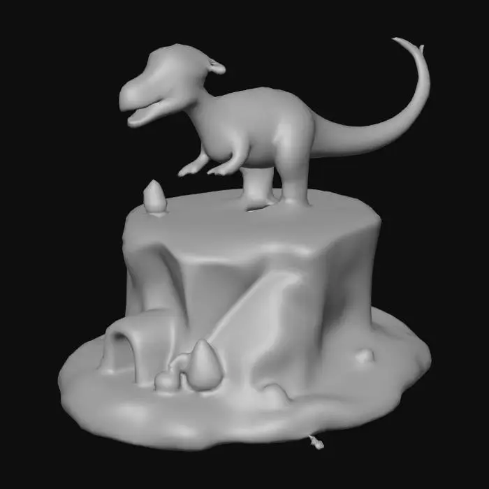 3D model for Very Low Poly Concept Art of Winter Themed 1 Object on Snow, White, On Platform, Christmas, Winter, Winter, unique shape, Low Polygon, Santa Dinosaur on Iceberg, igloo on iceberg too, and snowmans near it, and some hidden easter eggs