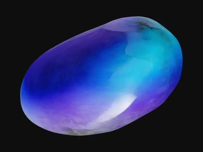 3D model for One, gemstone, pebble, jade, blue purple gradient, beautiful