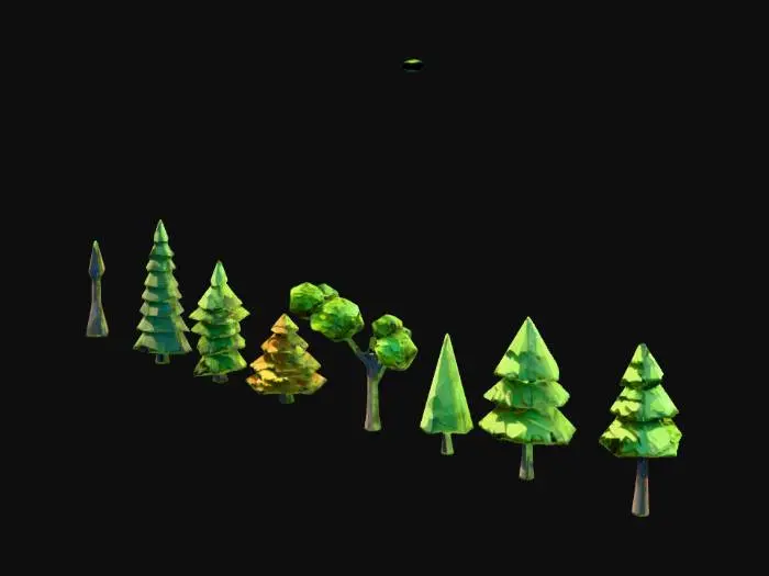 3D model for Low-poly game-ready 3D tree pack containing 15 unique tree models,
stylized yet semi-realistic art style,
optimized for real-time rendering,
clean low-poly topology,
triangle count per tree between 300–1500 tris,
single material per tree,
shared texture atlas for all trees,
hand-painted or stylized PBR textures,
UV unwrapped, no overlapping UVs outside atlas,
consistent art direction across all assets,
correct real-world scale,
centered pivot at base of trunk,
no ground, no background,
neutral lighting,
game engine compatible (Unity & Unreal Engine),
includes LODs (LOD0, LOD1, LOD2),
suitable for mobile, indie, and AAA games,
commercial-ready for CGTrader marketplace