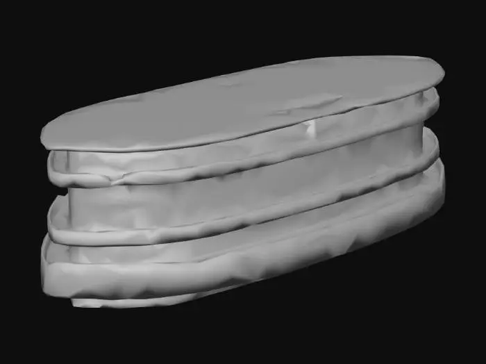 3D model for 一座现代购物中心，其外观由大面积的透明玻璃幕墙、米白色穿孔铝板和深灰色石材基座构成。建筑体量宏大，结构多层次，入口处设有宽阔的遮阳雨棚和几何造型的门廊。表面光滑且富有质感，触感冰冷坚硬，玻璃在阳光下反射光芒，整体呈现出时尚、开放且充满活力的商业气息。