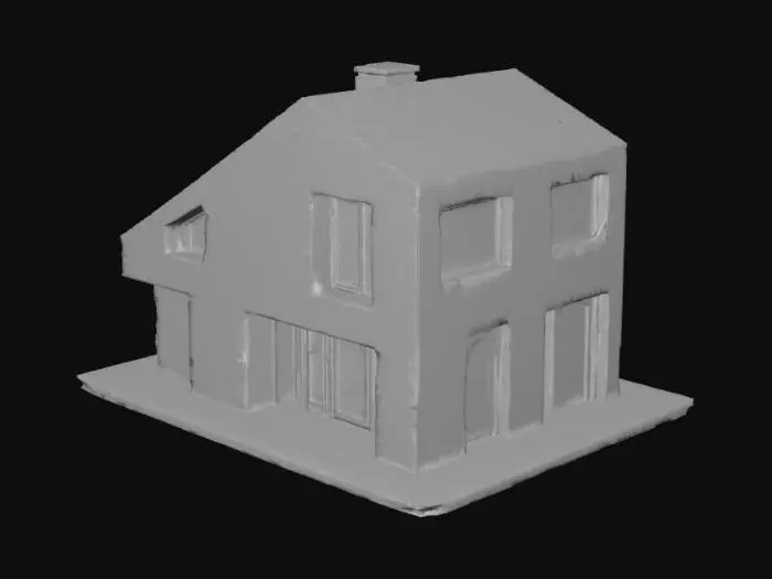 3D model for buatlah rumah modern dengan panel surya dan halaman rumah yang mengikuti tema