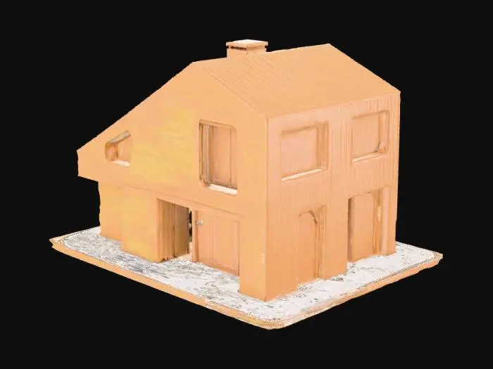 3D model for buatlah rumah modern dengan panel surya dan halaman rumah yang mengikuti tema