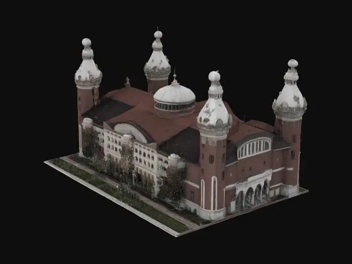 3D model for #AroundTheWorld# The Tampa Bay Hotel in Tampa Florida, which would later become the University of Tampa. (red brick with silver minarets) [Tampa]
