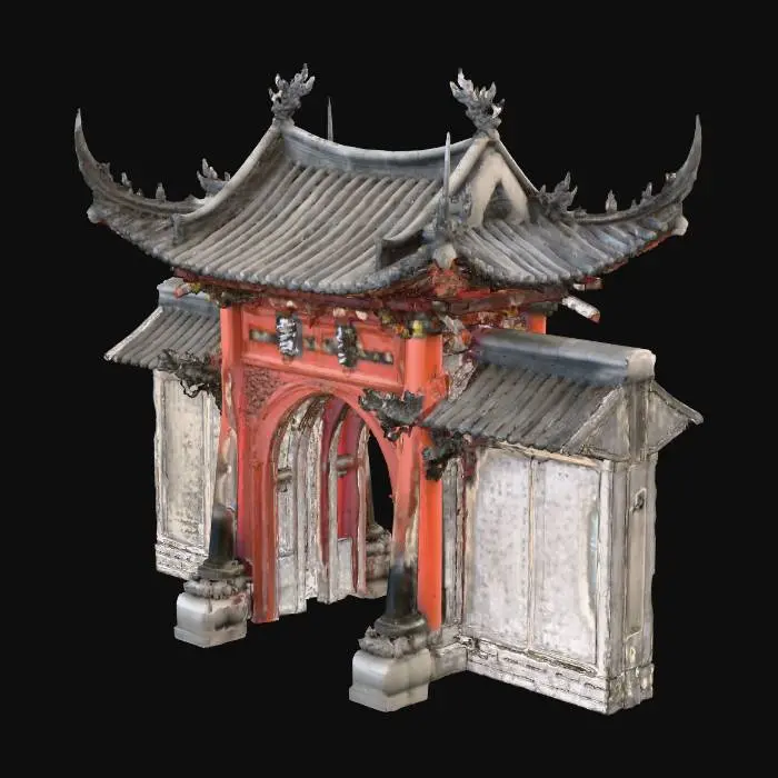 3D model for 嵩山少林寺大门 水墨风格