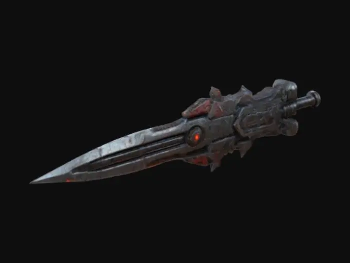 3D model for Godlike doom weapon, very futuristic, deadly weapoon, dark ages weapon, SCIFI technology, apocalyptic, very detailed structure, futuristic texture. high detail texture, 4k, sharp details, bloody texture