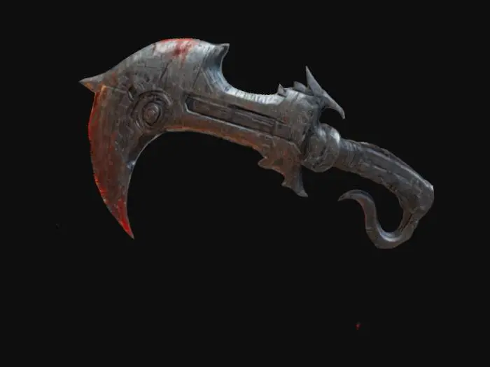 3D model for Godlike doom weapon, very futuristic, deadly weapoon, dark ages weapon, SCIFI technology, apocalyptic, very detailed structure, futuristic texture. high detail texture, 4k, sharp details, bloody texture