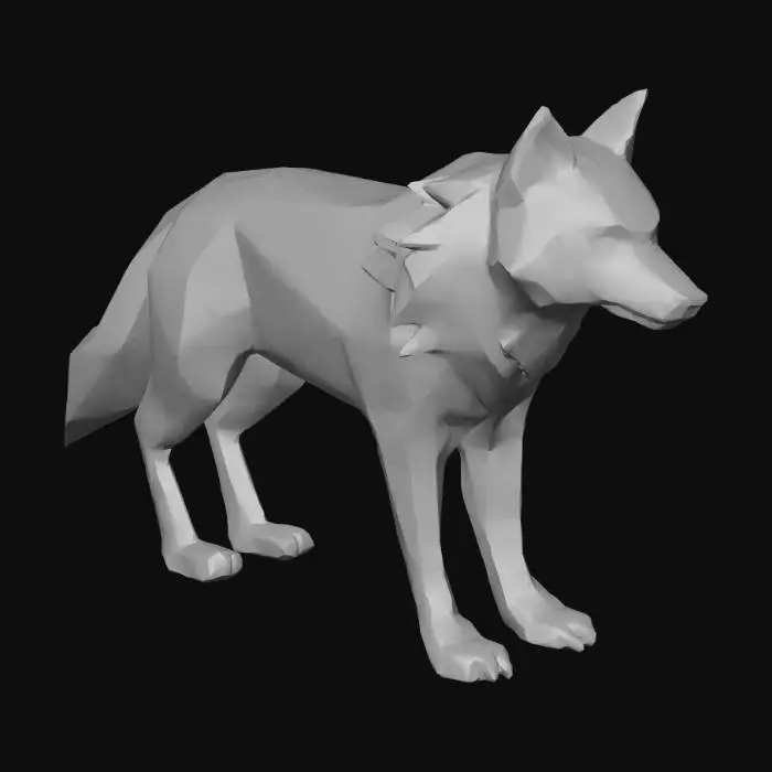 3D model for Create a low poly wolf - the poly count should make the wolf look a little blocky as this is for a extreamly low poly style game.