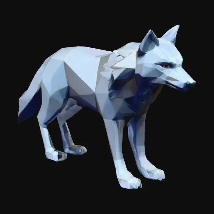 3D model for Create a low poly wolf - the poly count should make the wolf look a little blocky as this is for a extreamly low poly style game.