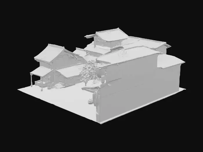 3D model for 日本の温泉街、街並み、伝統的