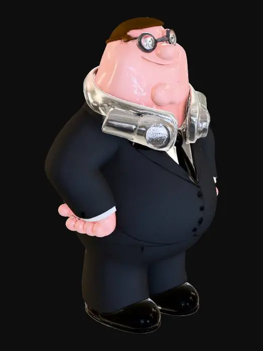 3D model for Suited Cartoon Character with Headphones