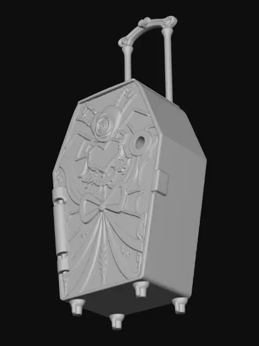 3D model for Pink Embossed Coffin Jewelry Box Suitcase