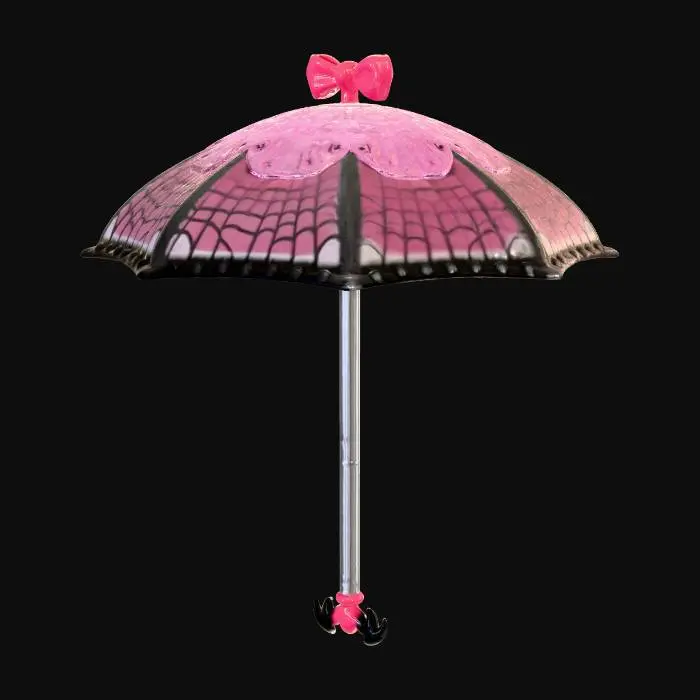 3D model for Pink web-pattern parasol with bow