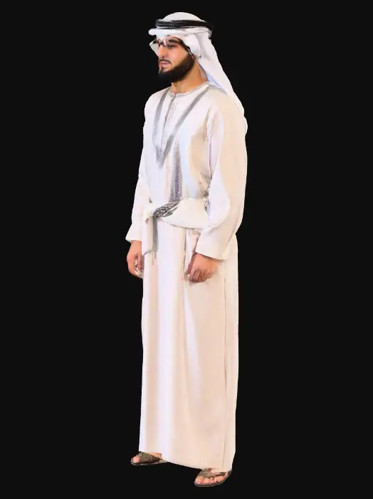 3D model for Arabic man in traditional clothing standing idle
