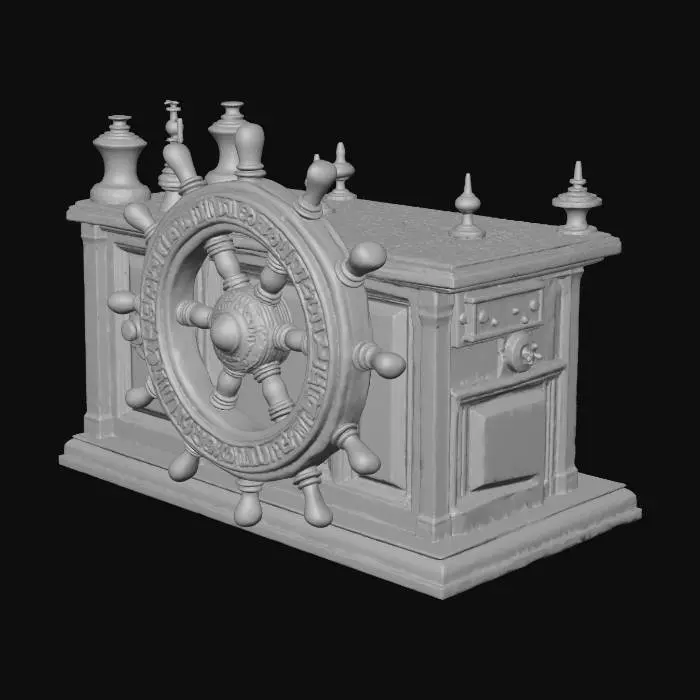 3D model for Highly detailed ship helm, wooden
