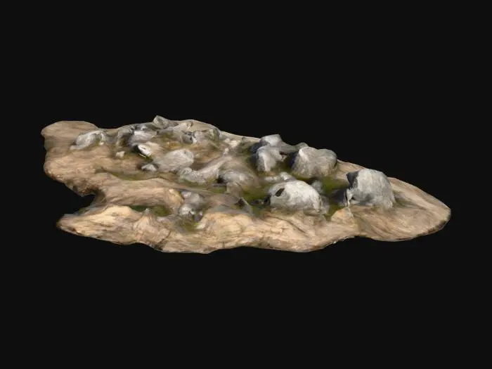 3D model for Faça-me uma imagem de um terreno pedregoso. Realismo absurdo, texturas de madeira velha ultra realista, game dev.((Attention: Fix holes in the geometric mesh))