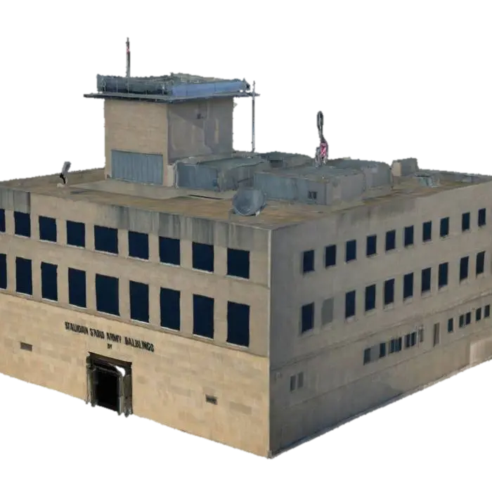 Army building - Fortification 3D model, vytvořený pomocí AI
