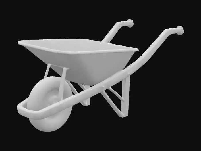 3D model for Make a wheel barrow with high surface detail.