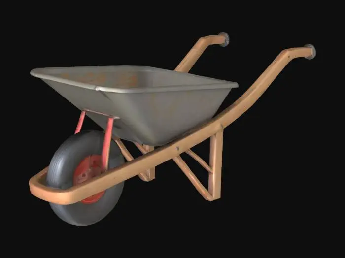 3D model for Make a wheel barrow with high surface detail.