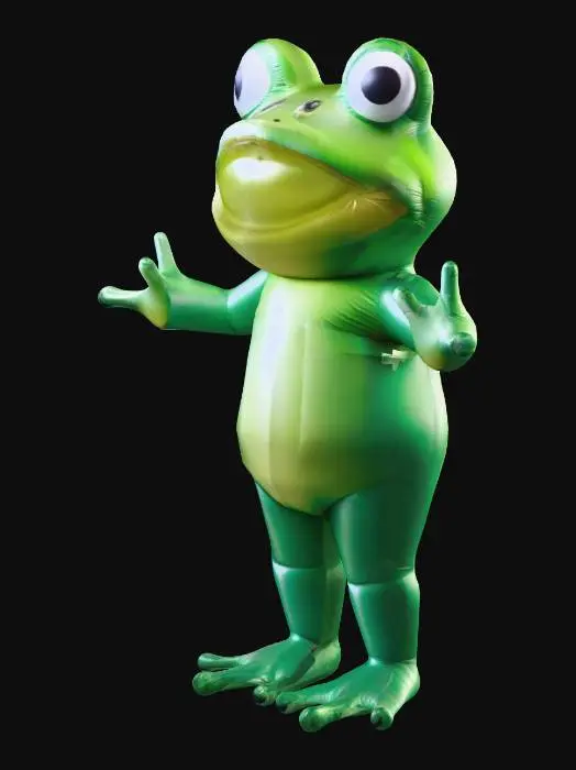 3D model for Create the Portland Frog from the protests. He wears an inflatable frog costume.