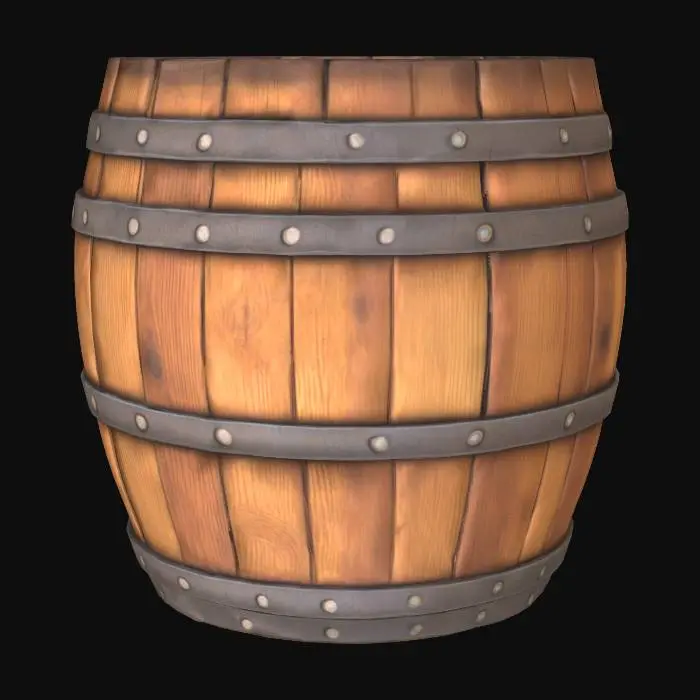 3D model for Make a wooden barrel with high surface detail.
