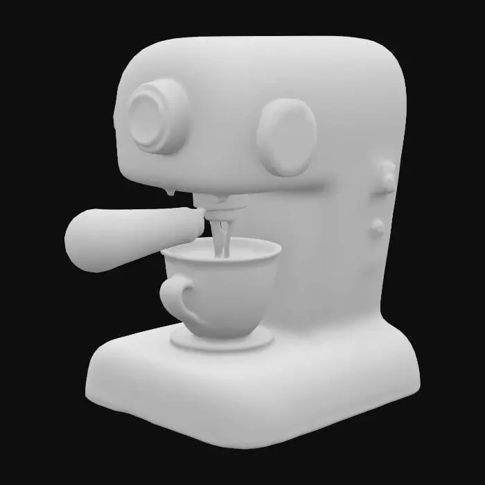 3D model for Generate a coffee machine, high poly, kind-of cartoony, for a roblox game with the low-poly stylized vibe but it high poly