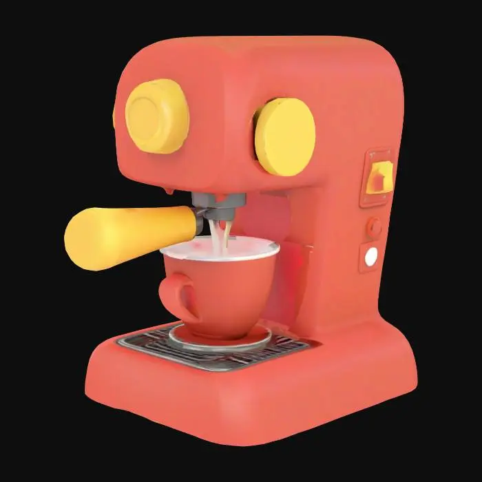 3D model for Generate a coffee machine, high poly, kind-of cartoony, for a roblox game with the low-poly stylized vibe but it high poly