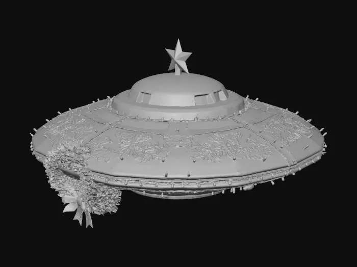 3D model for Make your best UFO in a Christmas Decorated style, realistic and highly visual. #Christmas2025#,
