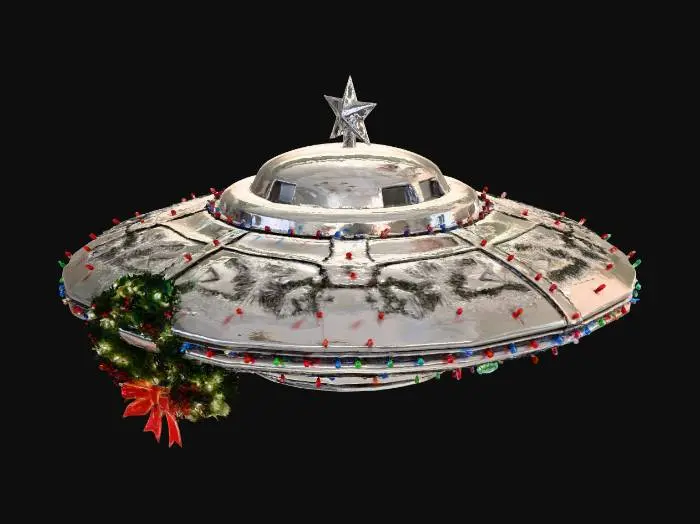 3D model for Make your best UFO in a Christmas Decorated style, realistic and highly visual. #Christmas2025#,