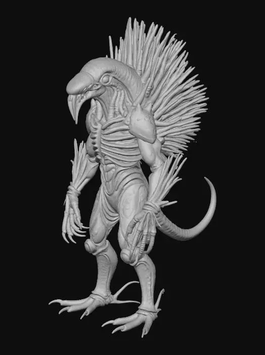 3D model for Alien Xenomorph  with Turkey, feathers #Thanksgiving#