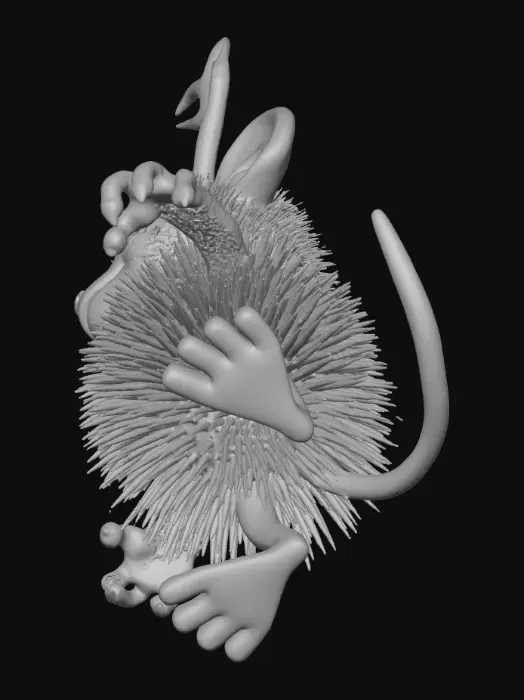 3D model for A monkey like creature with antlers like a deer and the body of a porcupine , #Thanksgiving#