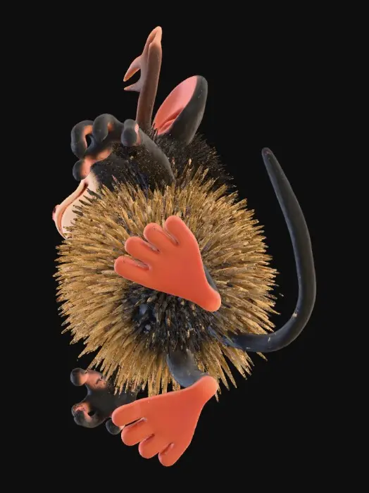 3D model for A monkey like creature with antlers like a deer and the body of a porcupine , #Thanksgiving#
