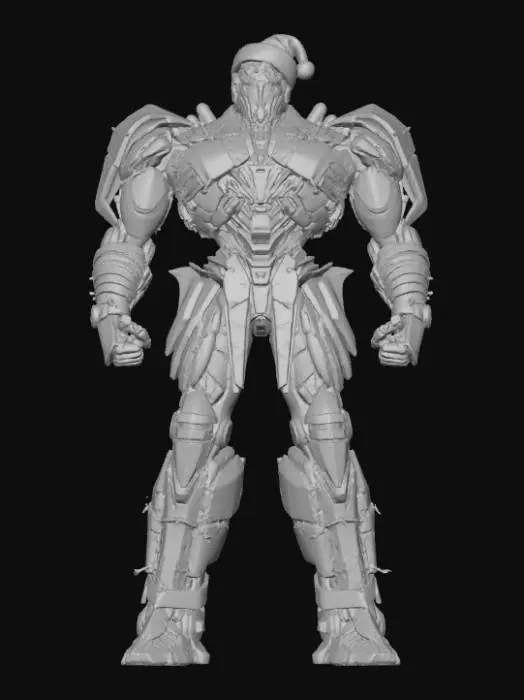 3D model for Optimumis prime with Christmas lights and wearing a Santa hat