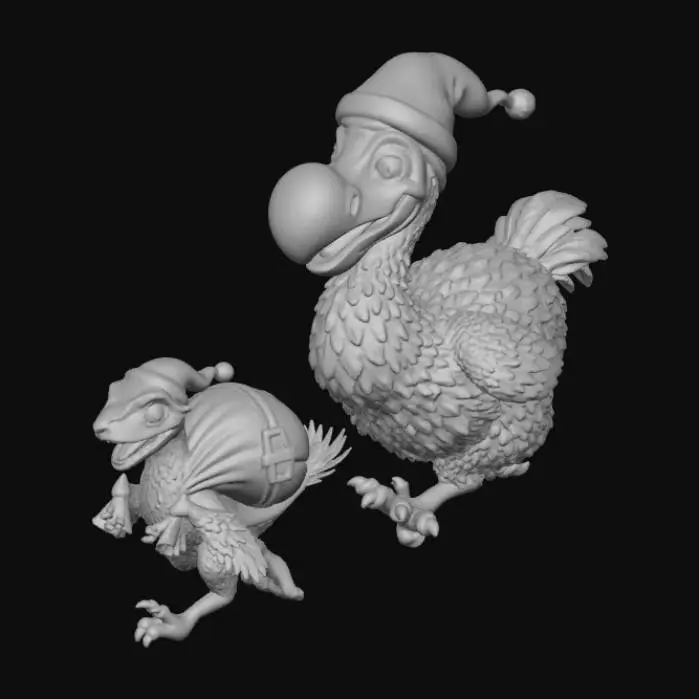 3D model for Dodo rex with a santa hat chasing a raptor with a santa hat and Santa's bag, #Christmas2025#