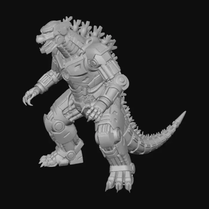 3D model for Mecha godzilla glowing red parts
