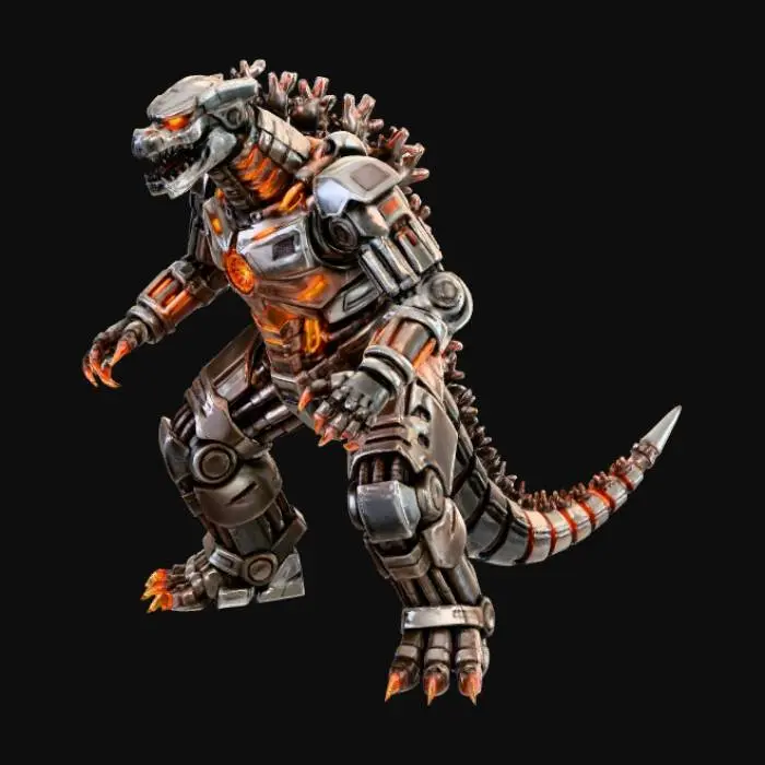 3D model for Mecha godzilla glowing red parts