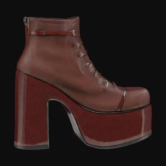 3D model for High Fashion Burgundy Platform Boot