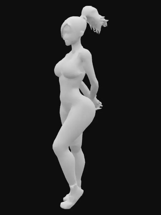3D model for Athletic, gorgeous young Asian woman with a beautiful face and lips. She is quite voluptuous in her anime-inspired bikini clothing.