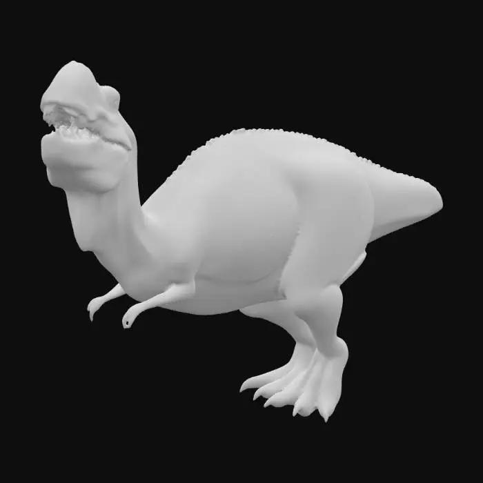 3D model for a t rex standing still and looking up toward the sky, realistic style