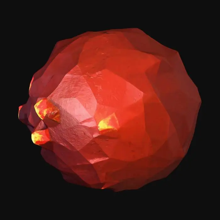 3D model for fireball, circle, sphere, texture, low-poly, red