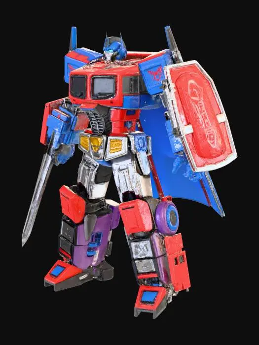 3D model for оптимус прайм робот с мечом в руке и щитом на предплечье