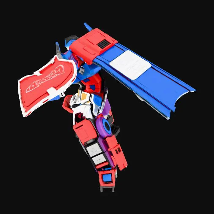 3D model for оптимус прайм робот с мечом в руке и щитом на предплечье