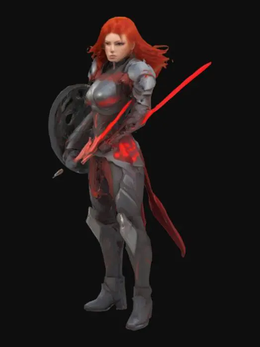 3D model for PELIROJA GUERRERA of future, full body, beautiful_and_sensual_