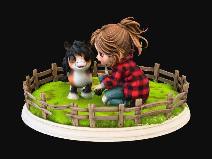 3D model for A Girl and her Horse 1