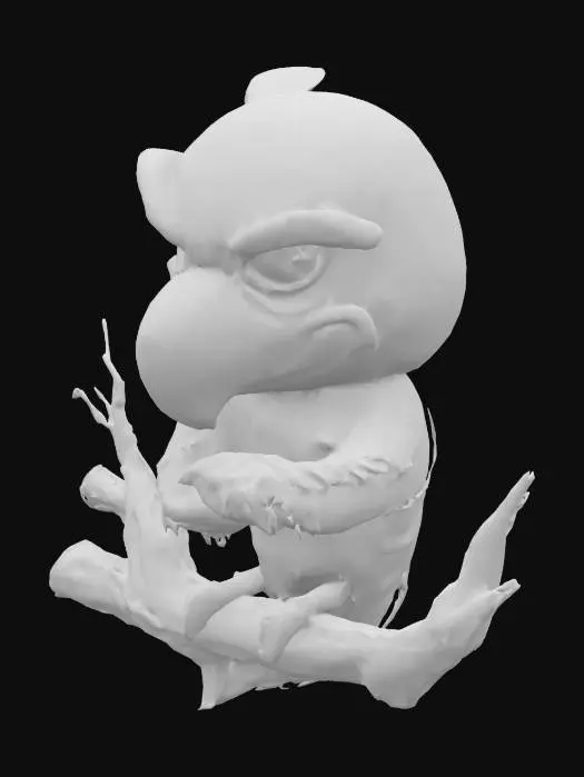 3D model for Grumpy Bird on Branch, #SketchTo3D#