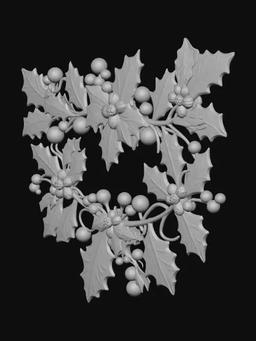 3D model for Festive Holly Design