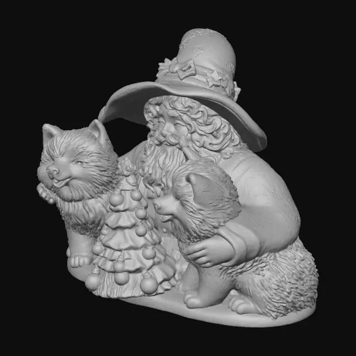 3D model for Santa Bob with Akita Puppies