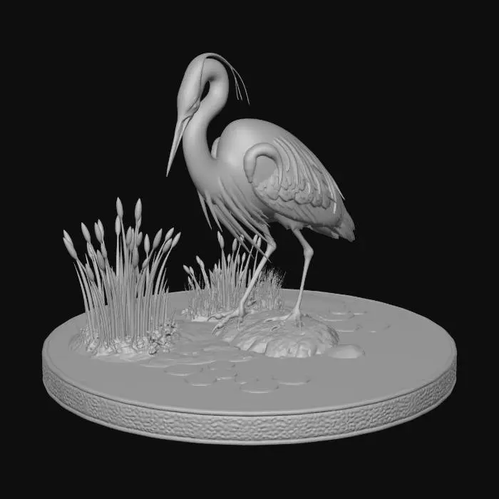 3D model for Elegant Heron Sculpture